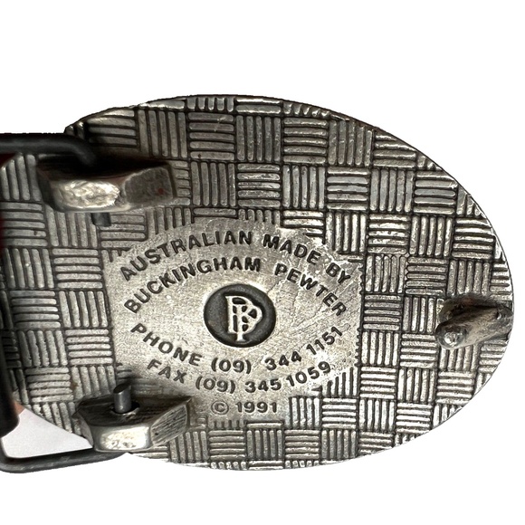 Vintage Buckingham Pewter Belt Buckle Australian Made 1991 Oval Machinery Newman - Picture 3 of 5